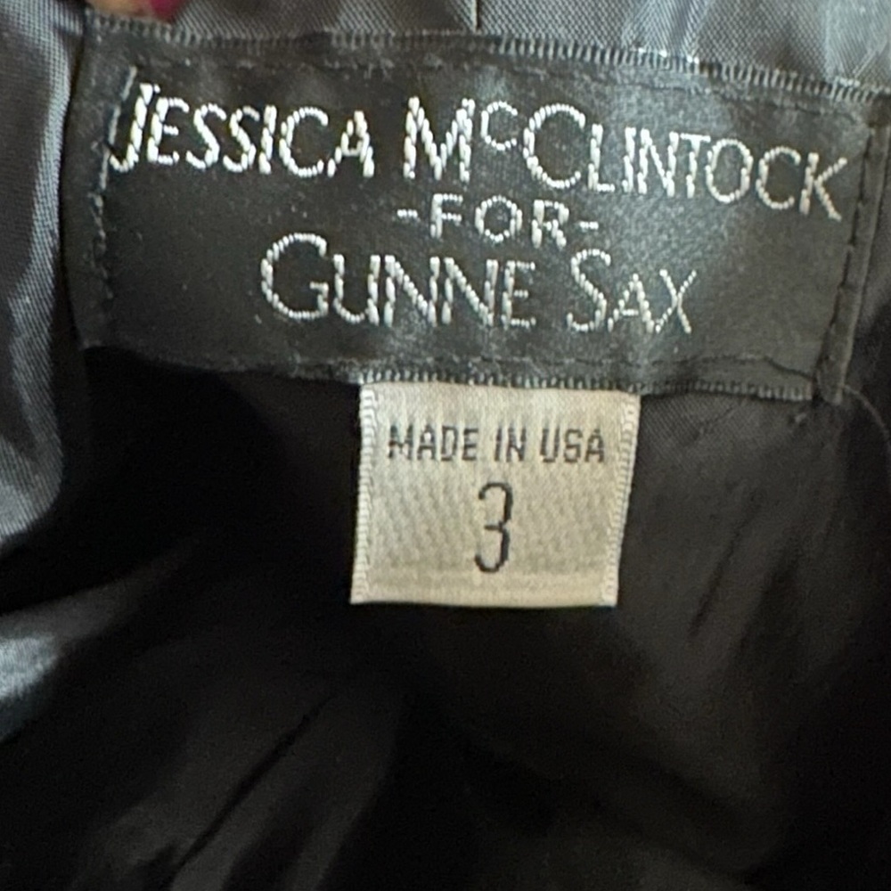 Vintage Jessica McClintock for Gunne Sax Black lPolka Dot Bubble Hem Prom Dress - Picture 6 of 10